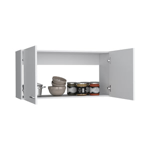 English Elm Napoles 39" W Double Door Wall Cabinet White - Space-Saving Particle Board Storage for Kitchen Bath Laundry Garage B200P240265