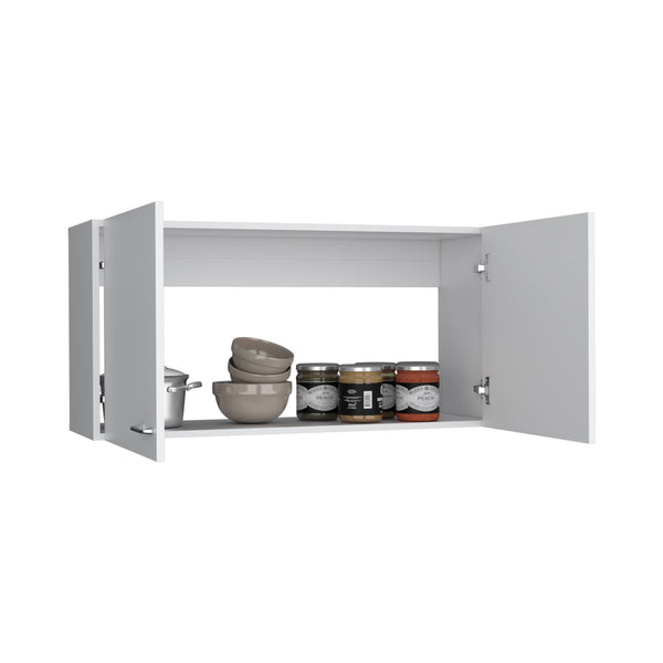 English Elm Napoles 39" W Double Door Wall Cabinet White - Space-Saving Particle Board Storage for Kitchen Bath Laundry Garage B200P240265