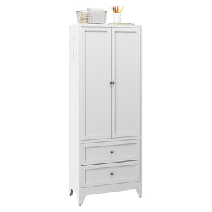English Elm 72 Inch White Steel Pantry Cabinet with 2 Drawers, Adjustable Shelves, Anti-Tip Ventilated Organizer 72" W2735P332346