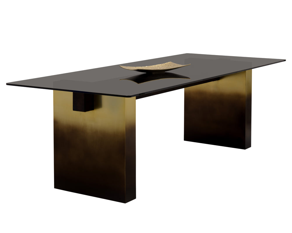 Sunpan Calvosa Dining Table Base with Ombre Design - Captivating Dark Bronze & Dark Walnut Finish