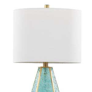 English Elm Glass Glam Table Lamp Set Two Linen Shade Nightstand Bedroom Accent Lighting Gold,Turquoise,White B202P471579