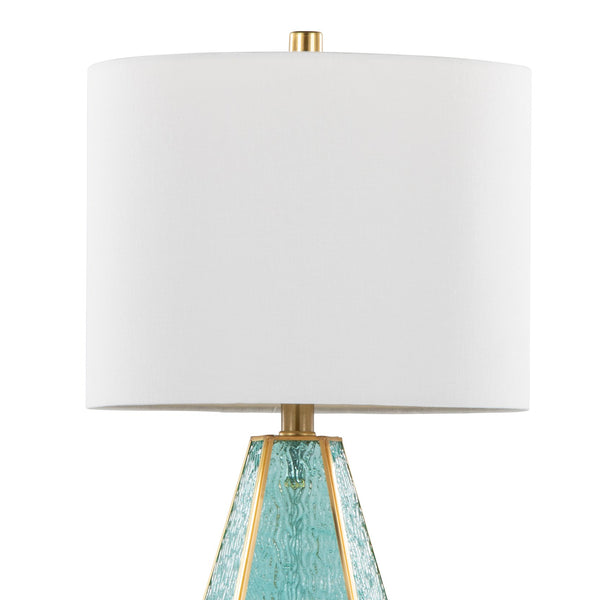 English Elm Glass Glam Table Lamp Set Two Linen Shade Nightstand Bedroom Accent Lighting Gold,Turquoise,White B202P471579
