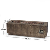 Christopher Knight Home® - Noble House - Wellington Outdoor 50,000 Btu Rectangular Fire Pit (No Tank Holder), Brown Wood Pattern