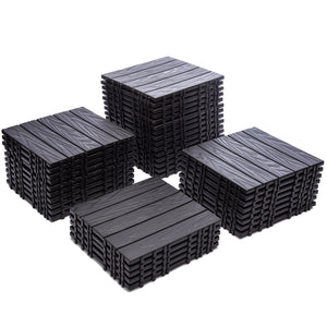 English Elm 68-pack Interlocking Plastic Deck Tiles Wood Grain Waterproof Outdoor Patio Floor Set W1578P454036