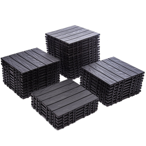 English Elm 68-pack Interlocking Plastic Deck Tiles Wood Grain Waterproof Outdoor Patio Floor Set W1578P454036