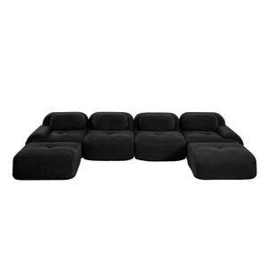 English Elm U-shaped Corduroy Sectional Sofa Modular Deep Lounge Design for Living Rooms W714S01363