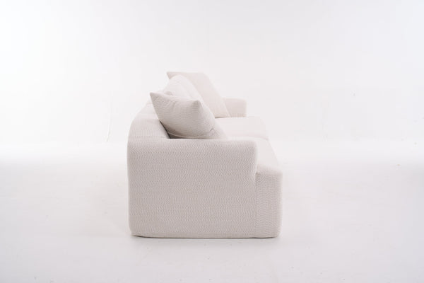 English Elm LY-024 Beige Compression Sofa 4-Seater Deep Seat Crochet Yarn Fabric Foam+Spring Breathable Comfort W2231S00014