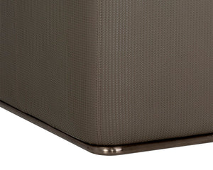 Sunpan Sierra Armchair – Bold Modern Design in Meg Taupe Fabric & Textured Faux Leather with Bronze Frame