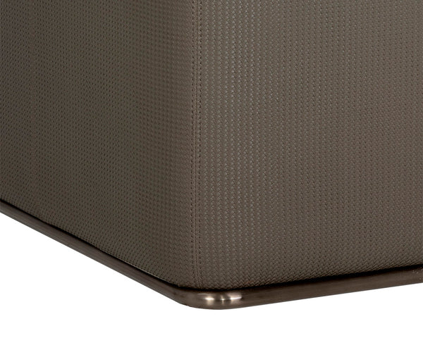 Sunpan Sierra Armchair – Bold Modern Design in Meg Taupe Fabric & Textured Faux Leather with Bronze Frame