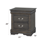 English Elm Dark Grey 2-Drawer Nightstand