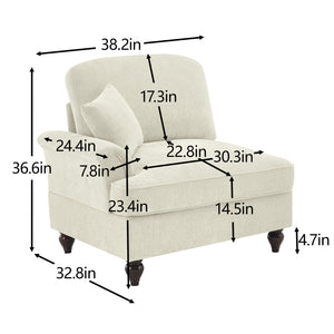 English Elm Sofa Modular Chenille Upholstered with Spindle Legs and Detachable Ruffle Skirt W3041P332558