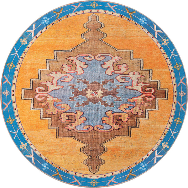 Unique Loom Timeless Thomas Machine Made Medallion Rug Orange, Brown/Ivory/Red/Beige/Black 7' 7" x 7' 9"
