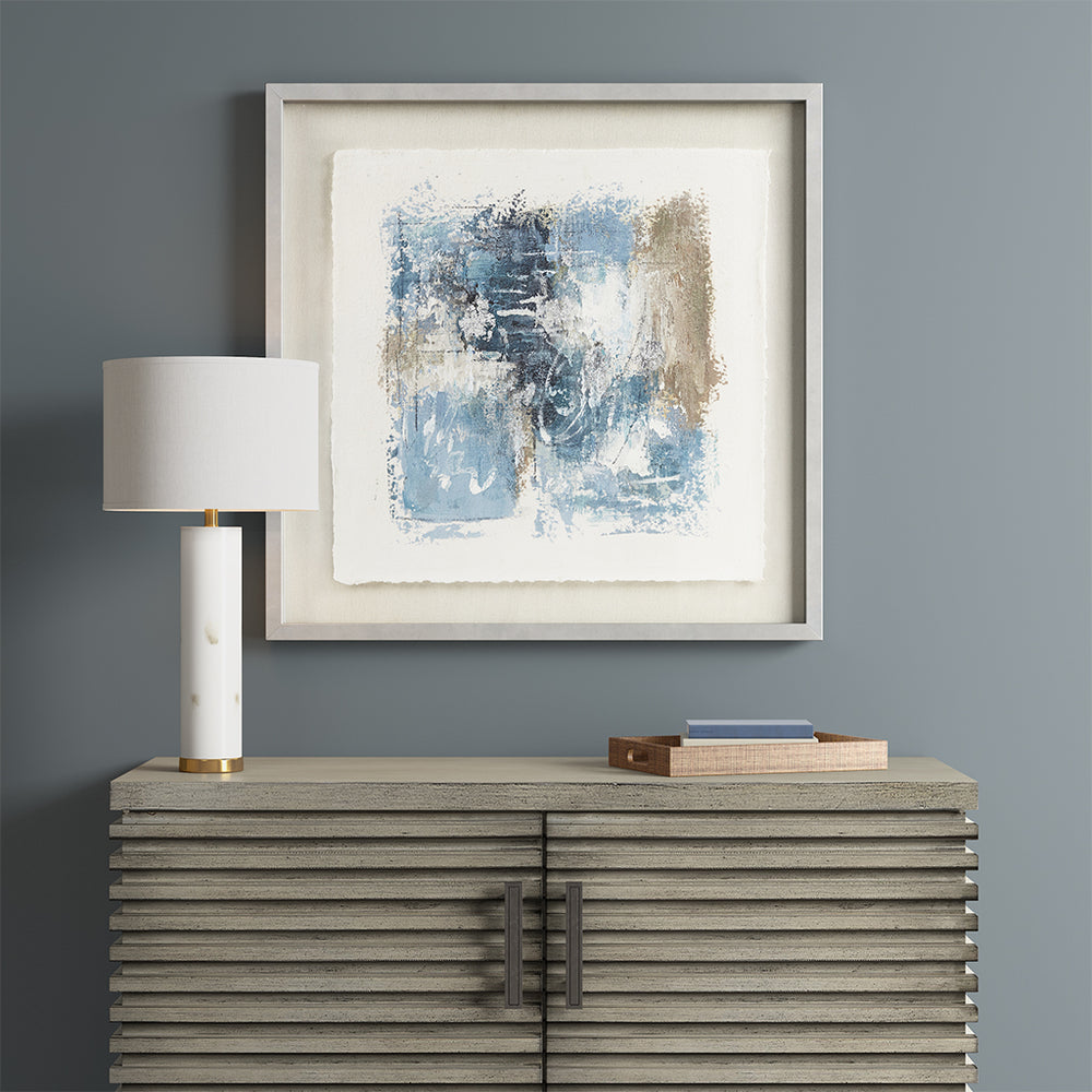 JLA Home Madison Park - Hand Painted Madison Park Abstract Framed Art on Rice Paper & Linen, Silver Frame, 28x34, Gallery-Ready Elegance MP95G-0307