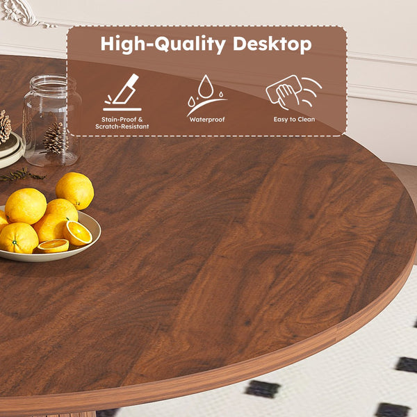 English Elm Retractable Rock Slab Dining Set with Leather Wrapped Base for Compact Apartments Walnut W2700S00126