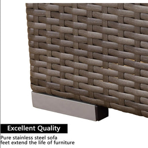 English Elm 2-piece Outdoor Pe Rattan Balcony Set with Armless Sofa and Tempered Glass Table B082P455124