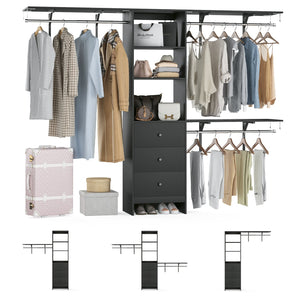 English Elm Closet Organizer - Versatile High-Capacity Rack With Drawers & Expandable Hanger Rods For Stylish Storage T3623P409115