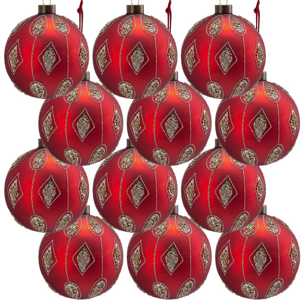 English Elm D3" Elegant Glass Christmas Ball Ornaments Set Of 12 - Perfect Holiday Decor For Trees & Events W2078P247873
