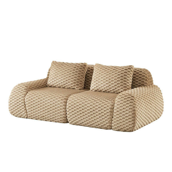English Elm 82" Modular Sectional Sofa Flannelette Upholstery Deep Seat No Assembly Living Room Light Camel W714P377075