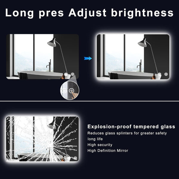 English Elm Rectangular Led Backlit Bathroom Mirror - 30"X40", Anti-Fog, Adjustable Color, Modern Design W2203P356277-GIGA