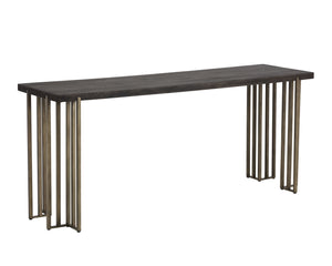 Sunpan Alto Console Table - Elegant Oak Wood with Antique Brass Legs for Stylish Living Room Decor