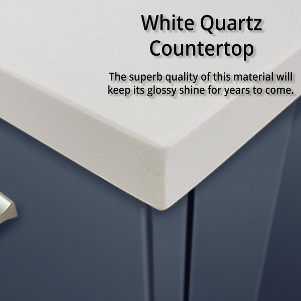 English Elm Navy Blue Single Bath Vanity Set With Mirror - Compact, Stylish, Durable, Perfect For Small Spaces! B2731S00531