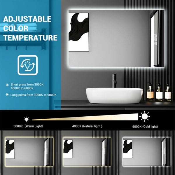 English Elm 32" LED Bathroom Mirror with Quick 5-Min Defog, 3-Color Stepless Dimming, CRI90+, Memory Function T3177P284020