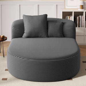 English Elm Swivel Barrel Accent Chair Chenille Tufted Round Club Seat for Living Room Lounge Gray N719S002370E