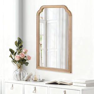 English Elm Natural Wood Solid Wood Frame 20x30 Rounded Corner Decorative Mirror – Rustic Tempered Glass Vanity W2203P389090