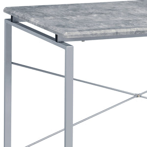 English Elm Grey Modern Writing Desk with Industrial Metal Sled Base, Spacious Wood Top for Home Office Use Grey+Silver B062P184549