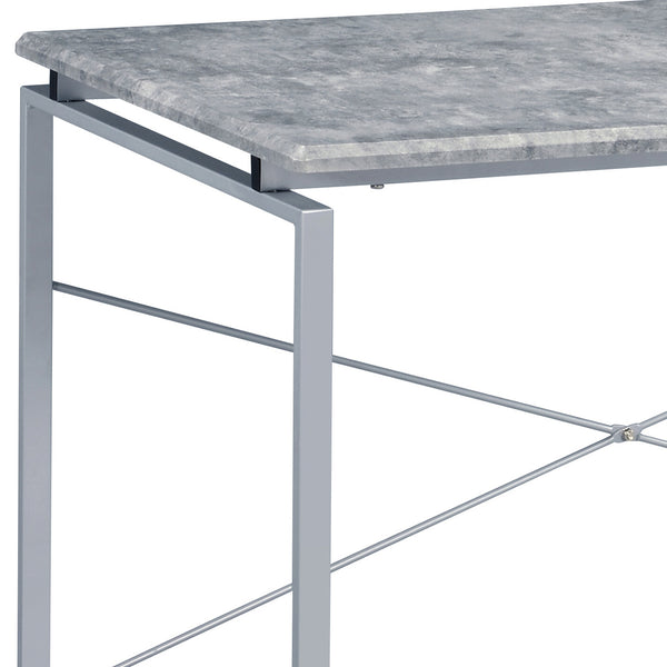 English Elm Grey Modern Writing Desk with Industrial Metal Sled Base, Spacious Wood Top for Home Office Use Grey+Silver B062P184549