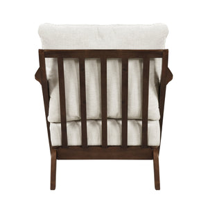 English Elm Mid-Century modern accent chair with solid rubberwood frame, chenille upholstery, plush seat comfort Beige,Brown 45 L x 25.5 W x 14.5 H B011P347866