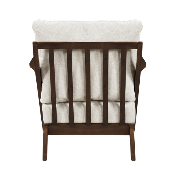 English Elm Mid-Century modern accent chair with solid rubberwood frame, chenille upholstery, plush seat comfort Beige,Brown 45 L x 25.5 W x 14.5 H B011P347866