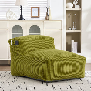 English Elm Big Corduroy Lounger Bean Bag with Ottoman Memory Foam Fill for Living Room Olive W395P435351