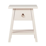 Ivory White Nightstand with Drawer & Shelf - Modern, Sleek Design, Solid Pine Wood