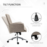 English Elm Vinsetto Microfiber Home Office Chair, Tufted Height Adjustable Computer Desk Chair With Swivel Wheels and Padded Armrests, Light Gray