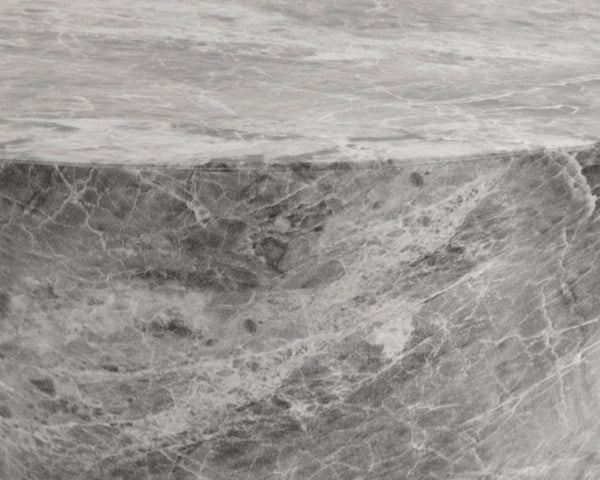 Sunpan Astley Round Concrete End Table – Bold Tapered Design for Indoor & Covered Outdoor Spaces Marble Look Grey