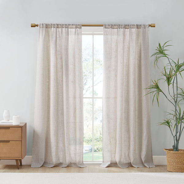 JLA Home Madison Park - Linen Kyler Light-Filtering Curtain Panels Pair — Textured Linen-Blend, OEKO-TEX, Soft White Drapes Natural MP40-7985