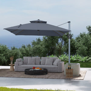 English Elm 11FT Patio Umbrella with Double Venting Top, UPF50+ 11x11ft Shade, Aluminum Frame, Tilt & Rotate Gray 106.3 L x 16.14 W x 6.3 H T3609P347438