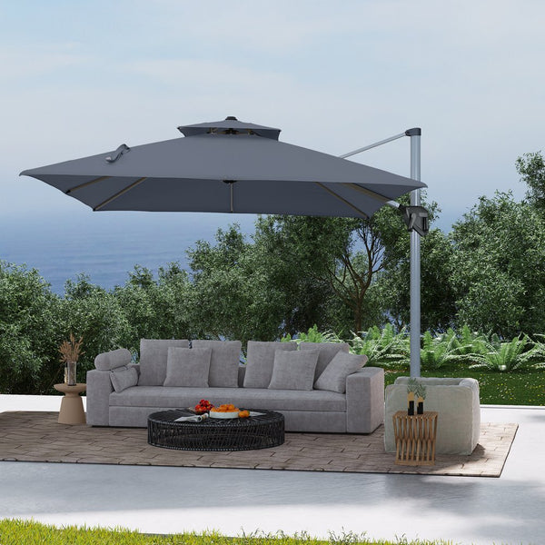 English Elm 11FT Patio Umbrella with Double Venting Top, UPF50+ 11x11ft Shade, Aluminum Frame, Tilt & Rotate Gray 106.3 L x 16.14 W x 6.3 H T3609P347438