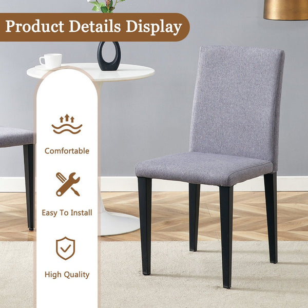 English Elm Table And Chair Set - Modern Glass Dining Table With 6 Light Gray Linen-Cotton Chairs For Comfort W1151S03807-GIGA