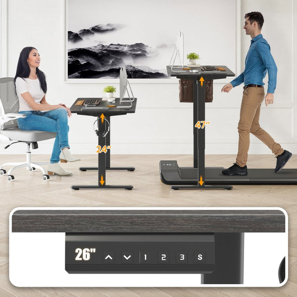 English Elm Stary Electric Adjustable Standing Desk With Walnut Splice Board For Ergonomic Home Office Setup T3623P339391-GIGA