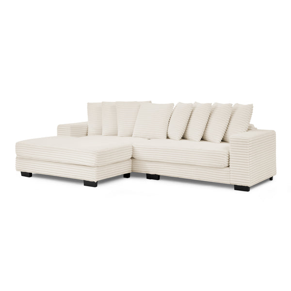 English Elm Corduroy Tufted Sleeper Sectional Sofa – L-Shaped Modular Design With Customizable Footrests In Beige W487S00342