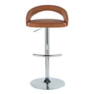 English Elm Adjustable Swivel Barstools Camel Faux Leather Chrome Base Kitchen Set of 2 B202S01986