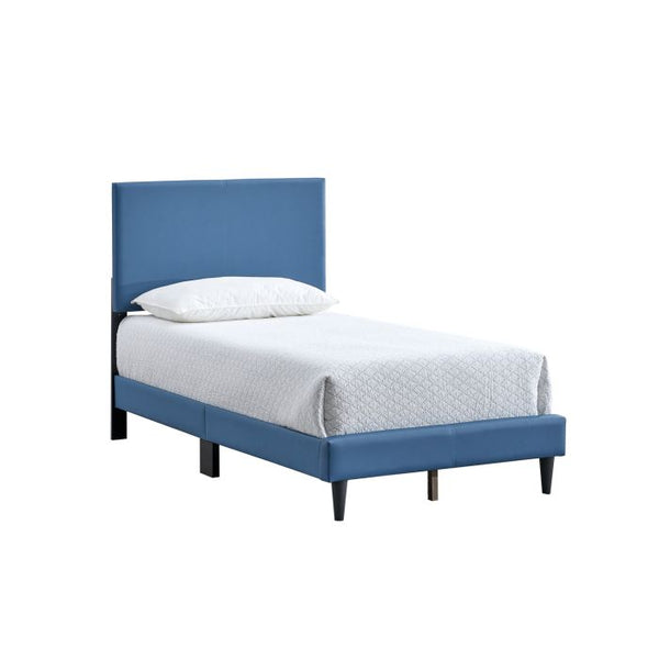 English Elm Baron Full Bed Frame with Faux Leather Upholstery, Slat Support, Adjustable Headboard Height, Fits 7–13" Blue 26.37 L x 45.47 W x 7.48 H B078P380173