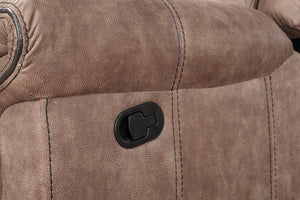 English Elm Dollum Two Tone Nubuck Manual Recliner Sectional Sofa with USB Port, Cupholder Console, Tufted Comfort Chocolate 69 L x 30 W x 26 H B2726S00125
