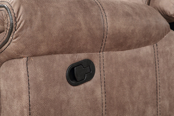 English Elm Dollum Two Tone Nubuck Manual Recliner Sectional Sofa with USB Port, Cupholder Console, Tufted Comfort Chocolate 69 L x 30 W x 26 H B2726S00125