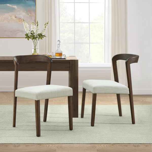 English Elm Christopher Knight Home® - Solid Rubber Wood Dining Chairs Set Of 2 - Walnut & Beige - Stylish Comfort For Modern Dining Spaces N771P292085T