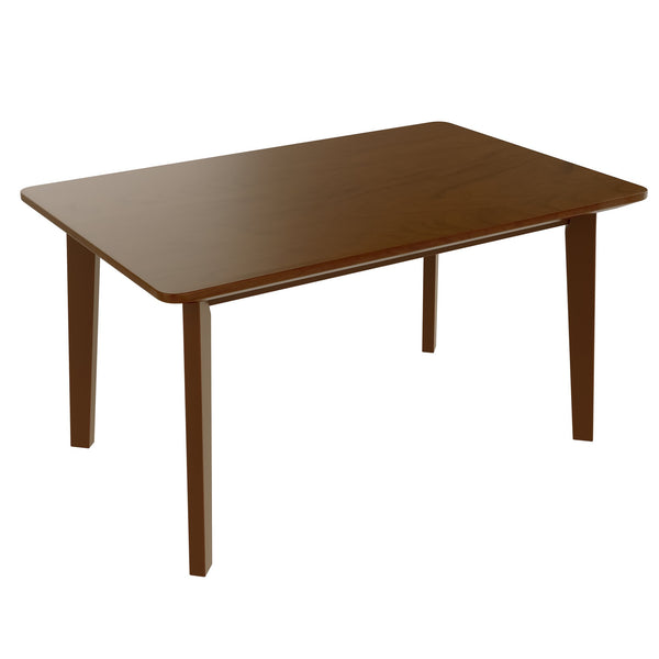 English Elm Rustic Minimalist Rubberwood Dining Table with Tapered Legs for Small Apartment Spaces Walnut N752P368503D