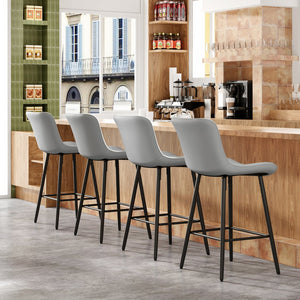 English Elm Counter Stools Set Of 2 - Chic Faux Leather Bar Chairs For Modern Kitchen & Dining, Metal Legs T3623P368360