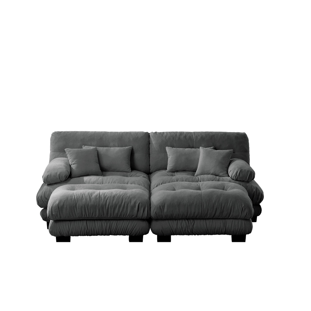 English Elm Cloud Chenille Sleeper Sofa - Modern 2-Seater With Pillows & Ottomans For Cozy Living Room Style W714S01018